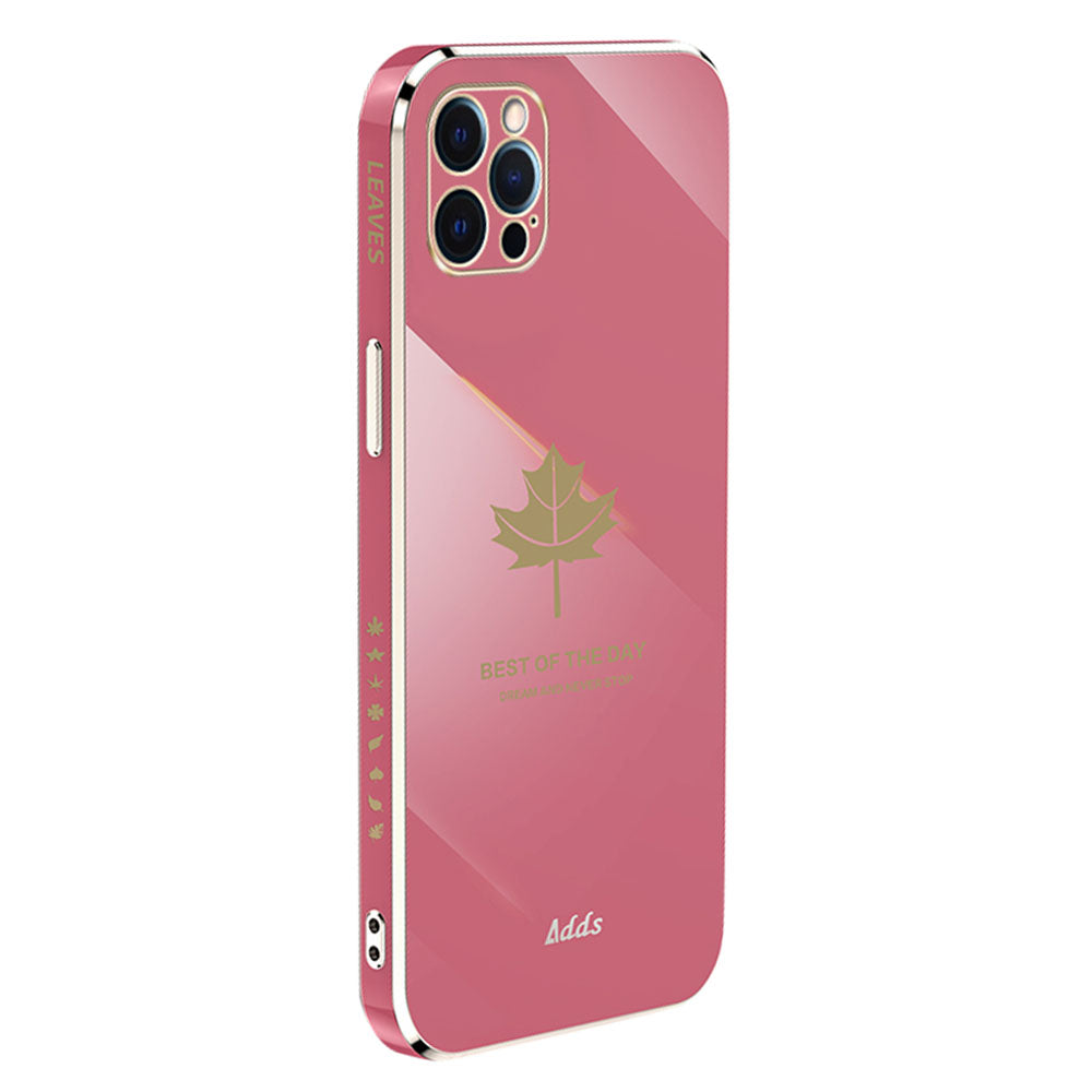 For iPhone 12 Pro 6.1 inch Straight Edge TPU Phone Cover Maple Leaf 6D Electroplating Case For iPhone 12 Pro 6.1 inch Straight Edge TPU Phone Cover Maple Leaf 6D Electroplating Case